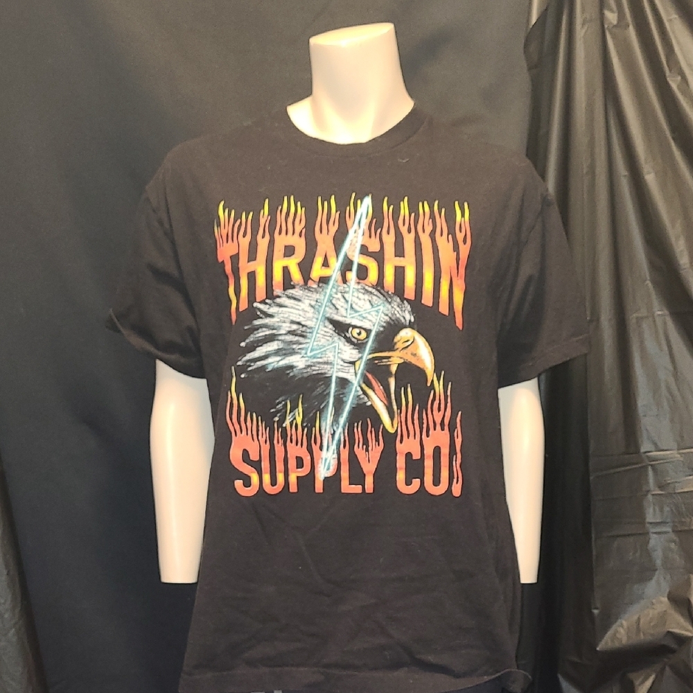 THRASHIN SUPPLY CO Black EAGLE Graphic T-Shirt MOTORCYCLE SUPPLY COMPANY